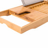 Hazlo Bamboo Bathtub Caddy Rack Holder with Tray and Extending Slides