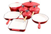 La Fermete 13 Piece Cast Iron Enamel Cookware Pot Set - Red