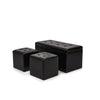 Hazlo 3-Piece Faux Leather Storage Ottoman Set - Black