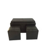 Hazlo 3 Piece PU Leather Coffee TableTray Storage Ottoman - Black