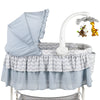 Baneen Baby Bassinet Cradle Cot with Wheels, Basket and Canopy - Wave Grey