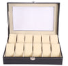 Hazlo PU Leather Watch Display Storage Case Box Organizer - 12 Grid Compartment