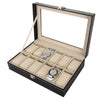 Hazlo PU Leather Watch Display Storage Case Box Organizer - 12 Grid Compartment