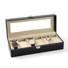 Hazlo PU Leather Watch Display Storage Case Box Organizer - 6 Grid Compartment