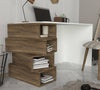Hazlo Jenga Office Study Desk Cube Storage Office Desk White and Walnut