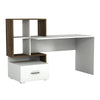 Hazlo Bloom Desk Office Study Desk Cube Drawer Storage Office Desk White & Walnut