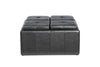 Hazlo Faux Leather Coffee Table Storage Ottoman with Flip Over Tray - Black